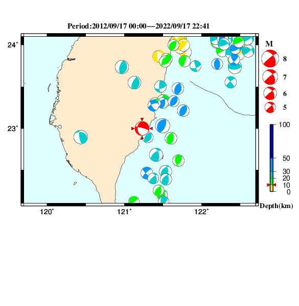 過去に起きた地震のＣＭＴ解