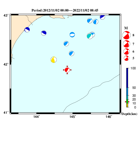 過去に起きた地震のＣＭＴ解