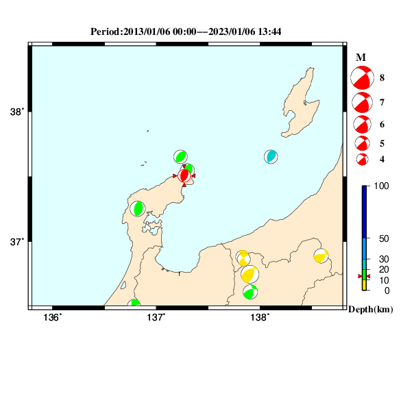過去に起きた地震のＣＭＴ解