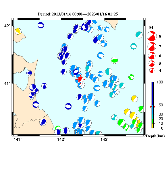 過去に起きた地震のＣＭＴ解