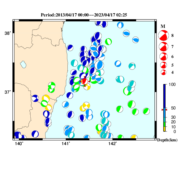 過去に起きた地震のＣＭＴ解
