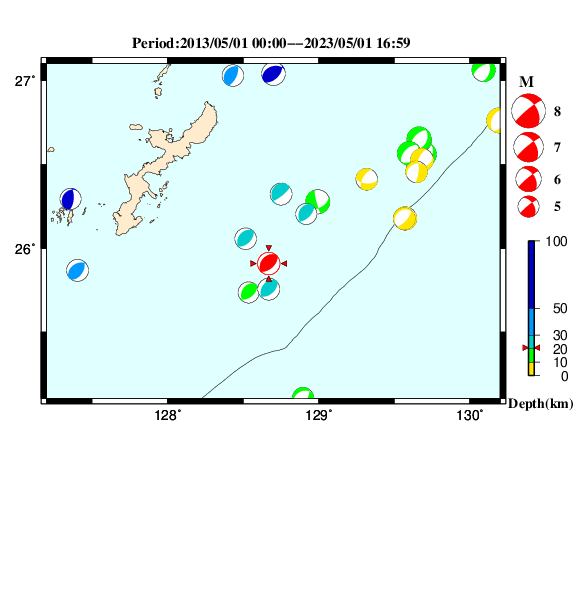 過去に起きた地震のＣＭＴ解