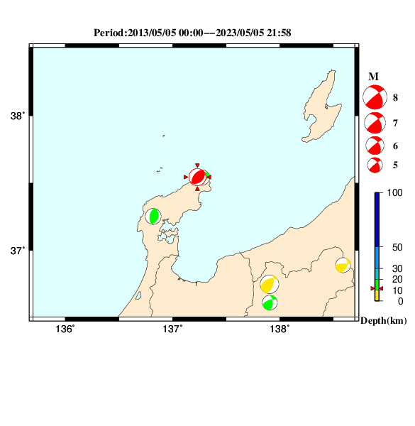 過去に起きた地震のＣＭＴ解