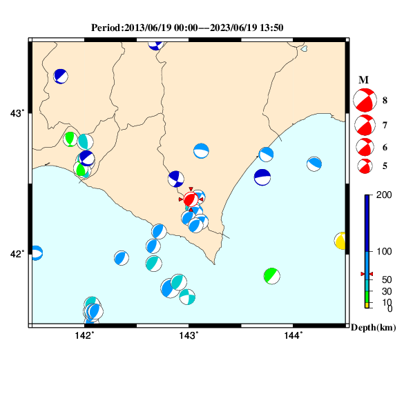 過去に起きた地震のＣＭＴ解
