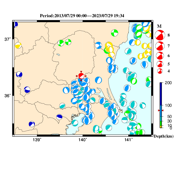 過去に起きた地震のＣＭＴ解