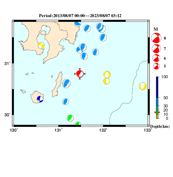 過去に起きた地震のＣＭＴ解