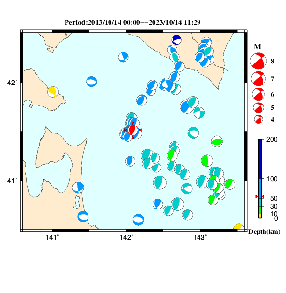 過去に起きた地震のＣＭＴ解