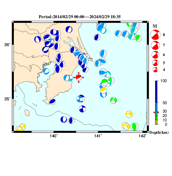 過去に起きた地震のＣＭＴ解