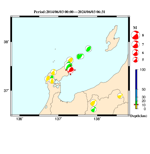 過去に起きた地震のＣＭＴ解