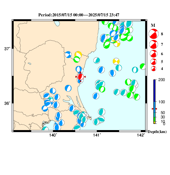 過去に起きた地震のＣＭＴ解