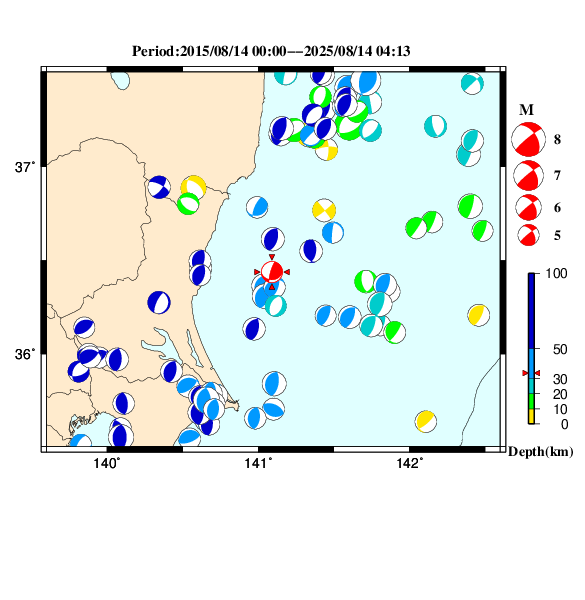 過去に起きた地震のＣＭＴ解