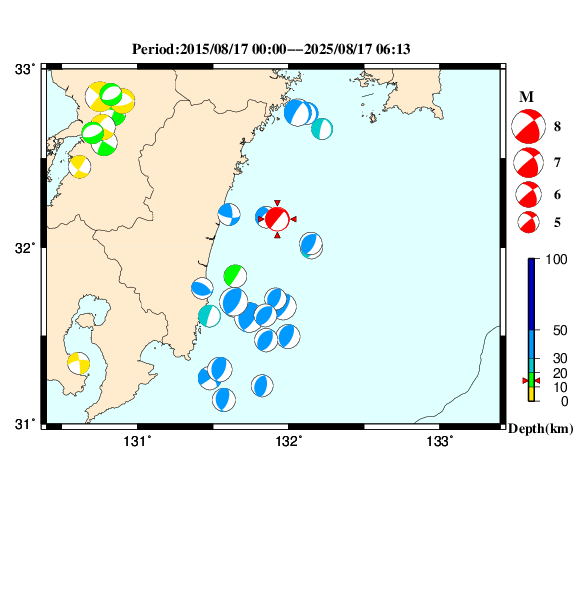 過去に起きた地震のＣＭＴ解