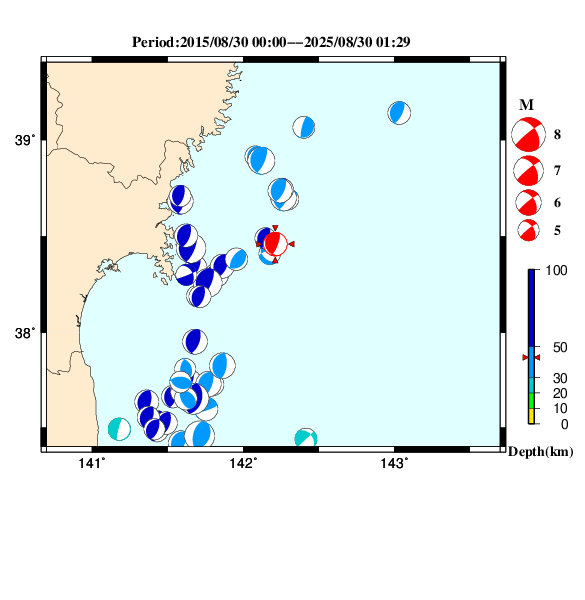 過去に起きた地震のＣＭＴ解