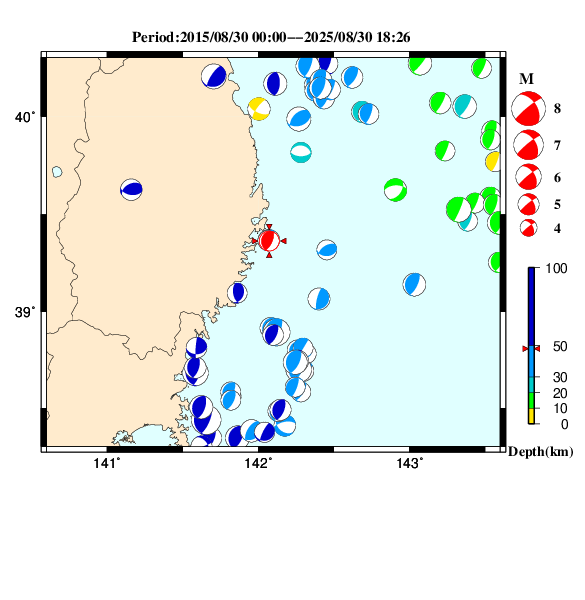 過去に起きた地震のＣＭＴ解