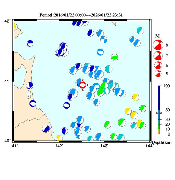 過去に起きた地震のＣＭＴ解