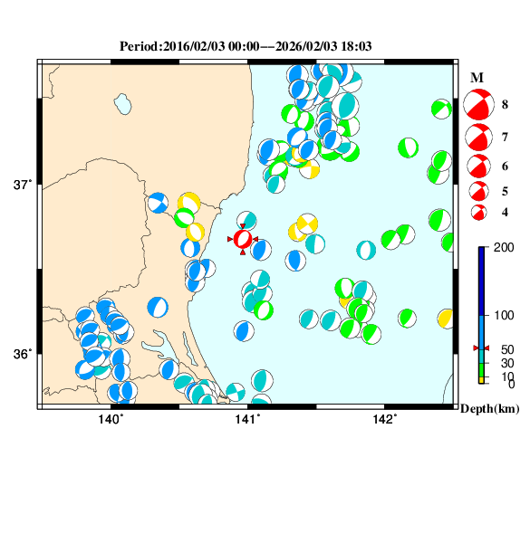 過去に起きた地震のＣＭＴ解