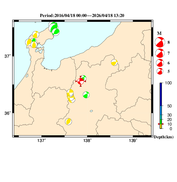 過去に起きた地震のＣＭＴ解