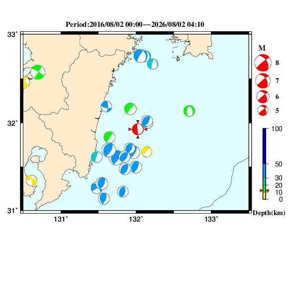 過去に起きた地震のＣＭＴ解
