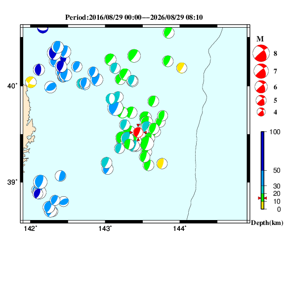 過去に起きた地震のＣＭＴ解