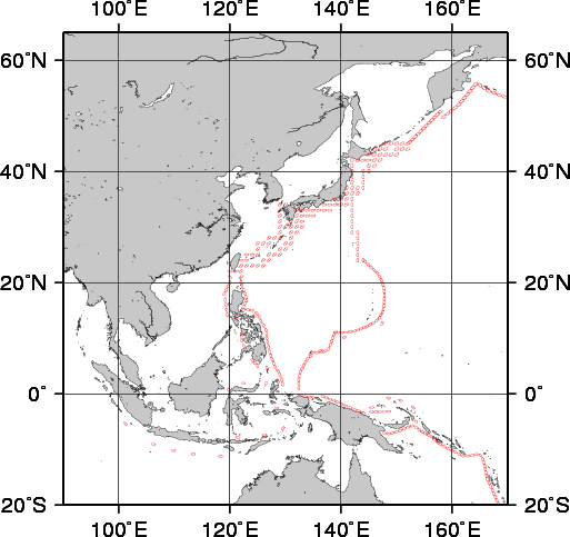 Simulation points stored in the NWPTA database.