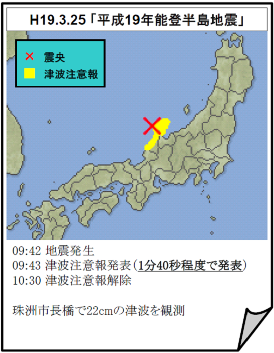 能登半島地震の際に発表した津波注意報 能登半島地震の際に発表した津波注意報