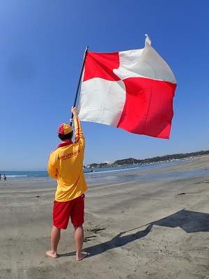 Display of a tsunami flag