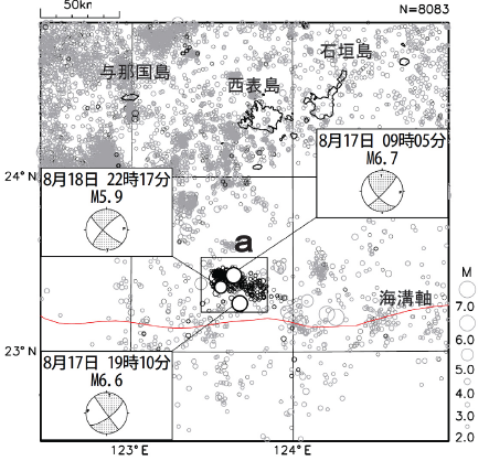 平成21年8月17日（09時05分）の石垣島近海の地震で発表した津波注意報について