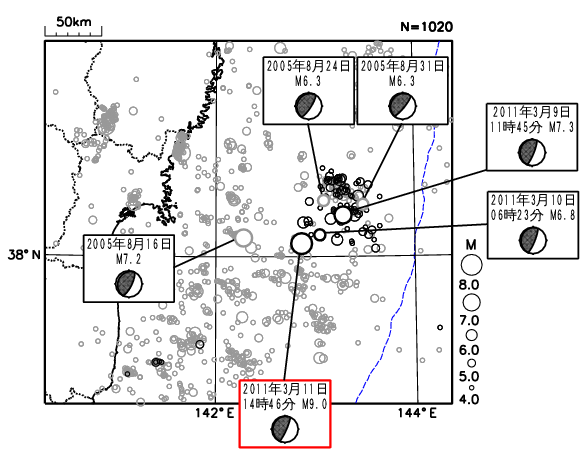 震央分布図