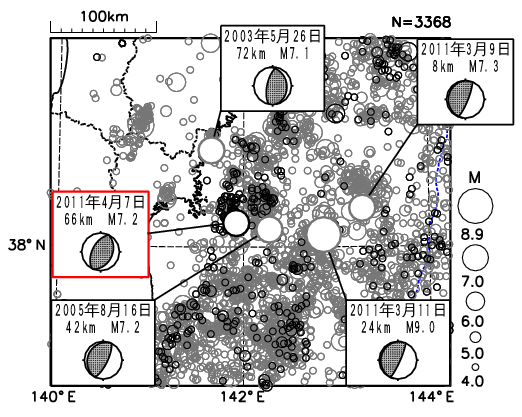 震央分布図
