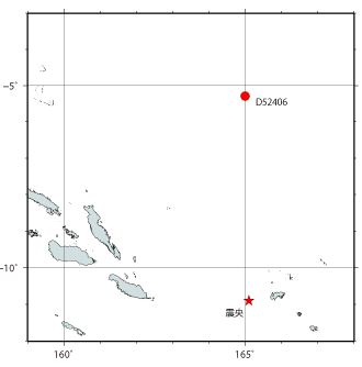 D52406と震央の位置の図