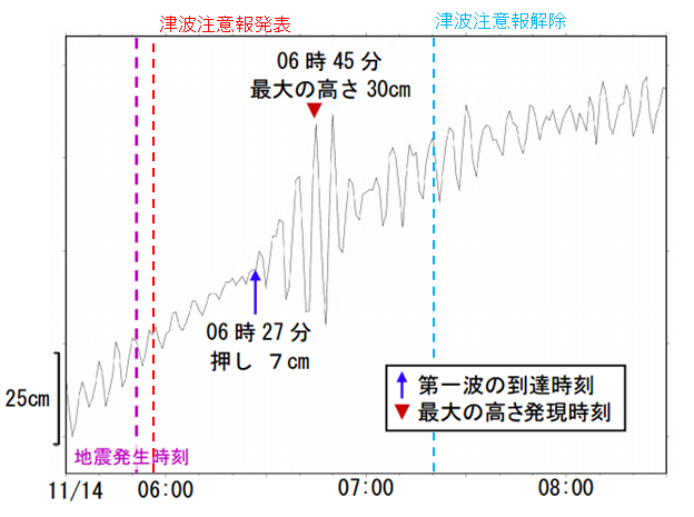 津波観測施設の津波波形