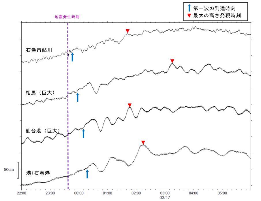 津波観測施設の津波波形