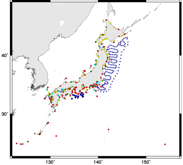 全国の津波観測点の地図