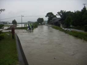 山口県柳井市の災害現場(洪水)