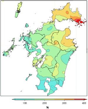 総降水量平年比（7月1日～11日）