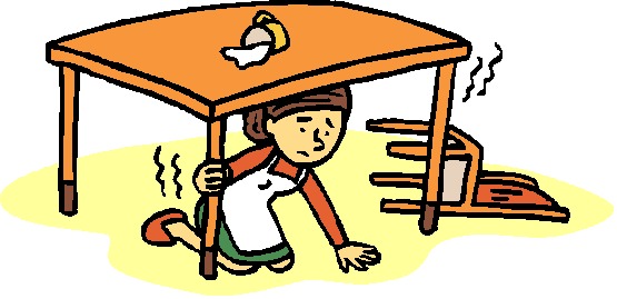 安全確保　テーブルの下に避難