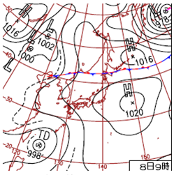 Weather chart at 00UTC, 8 August 2010