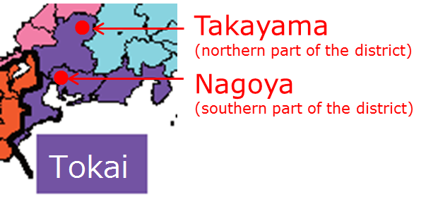 Location of Takayama City and Nagoya City