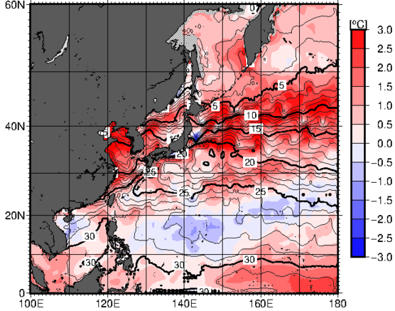 気象庁 海水温 海流のデータ 海面水温 海流1か月予報 海面水温 海流予想図