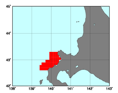 後志西部沿岸(111)の海域範囲の図