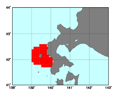 檜山地方沿岸(112)の海域範囲の図