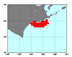 釧路地方沿岸(122)の海域範囲の図