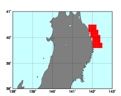 岩手県北部沿岸(132)の海域範囲の図
