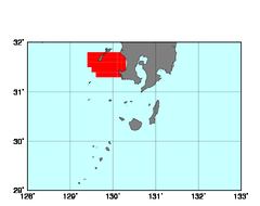 甑島沿岸南部(610)の海域範囲の図