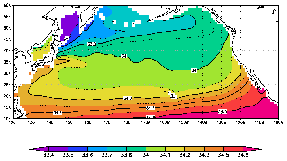 北太平洋中層水の分布域