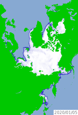 気象庁 海氷のデータ 北極域と南極域の海氷分布図