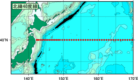 気象庁 海洋気象観測船 北緯40度線の観測結果(フェオフィチン)