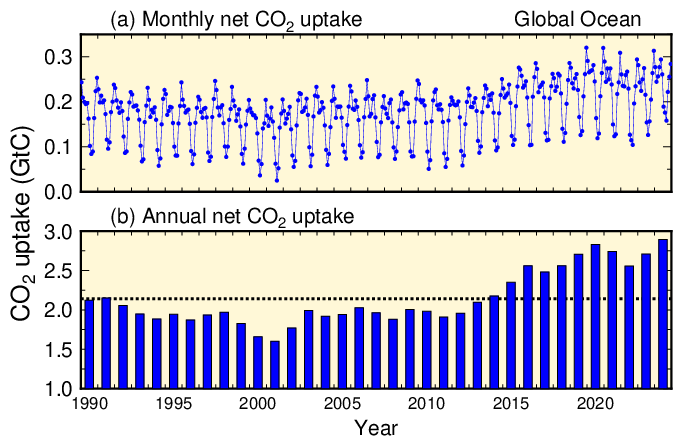 Time series representations of CO2 uptake in the Ocean
