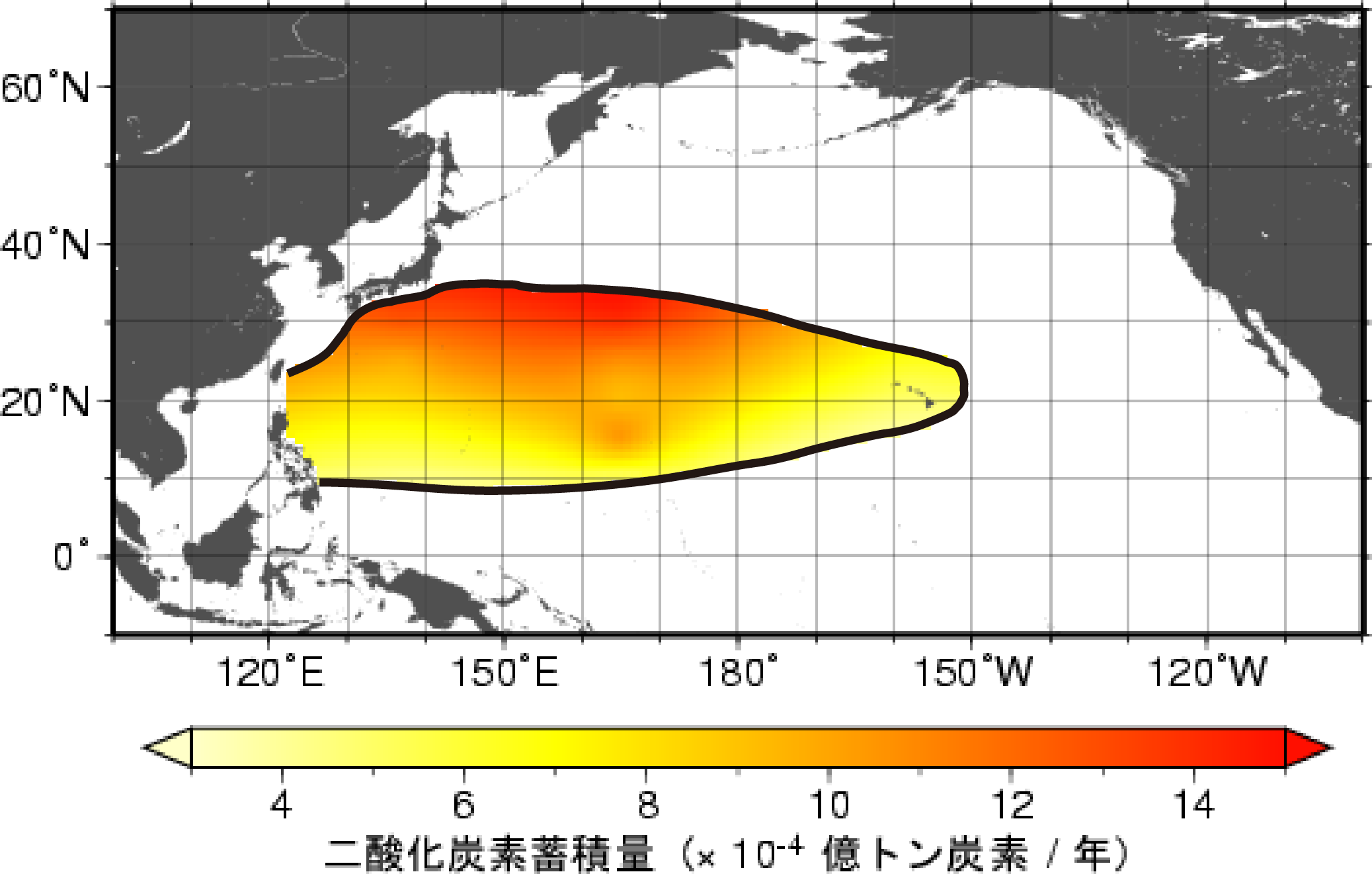 北太平洋亜熱帯循環域の二酸化炭素蓄積量