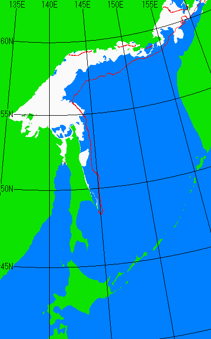 オホーツク海の海氷分布平年比較図